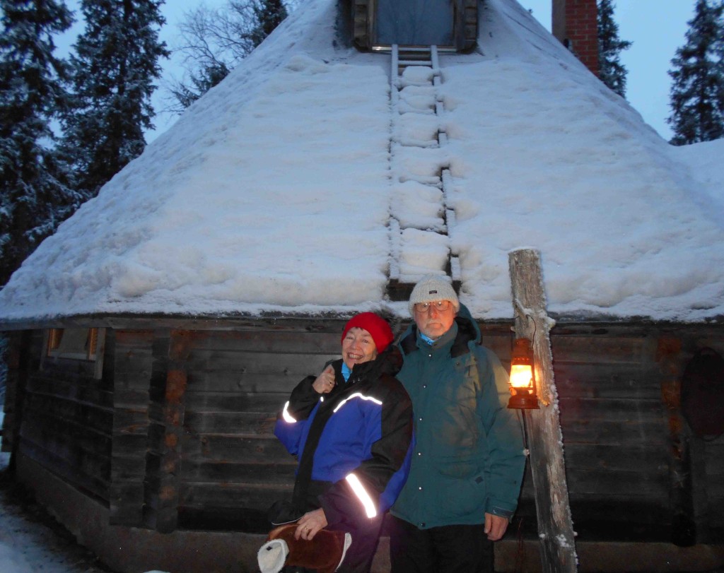 Linda Seger and Peter outside hut